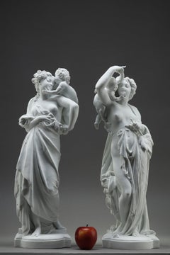 Pair of porcelain biscuit sculptures, after Carrier-Belleuse