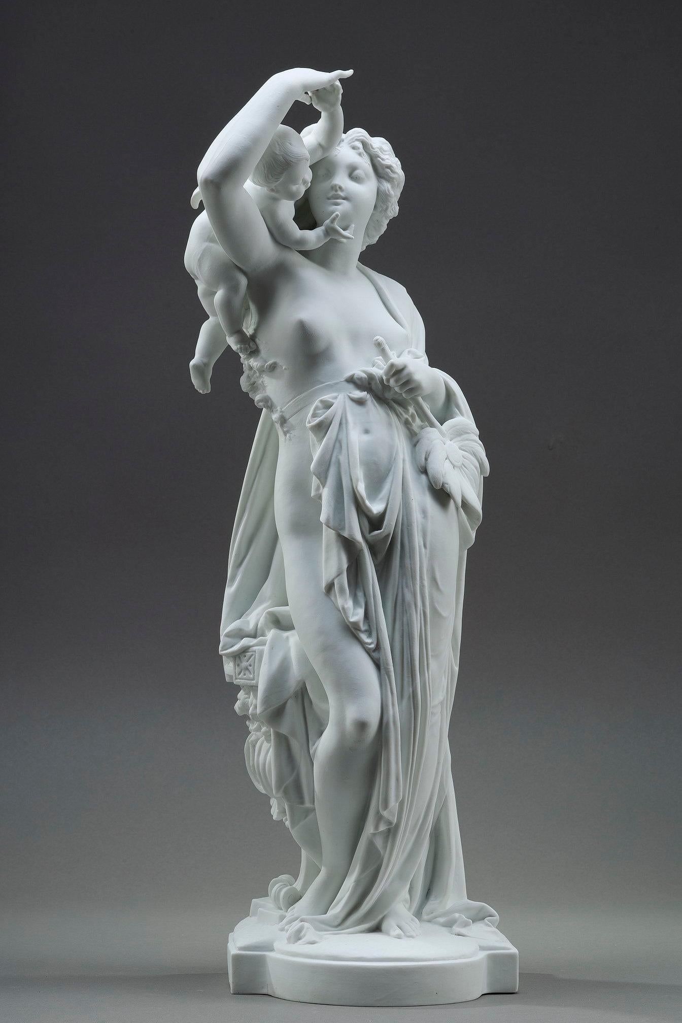 Francese Coppia di sculture in biscuit di porcellana, dopo Carrier-Belleuse in vendita
