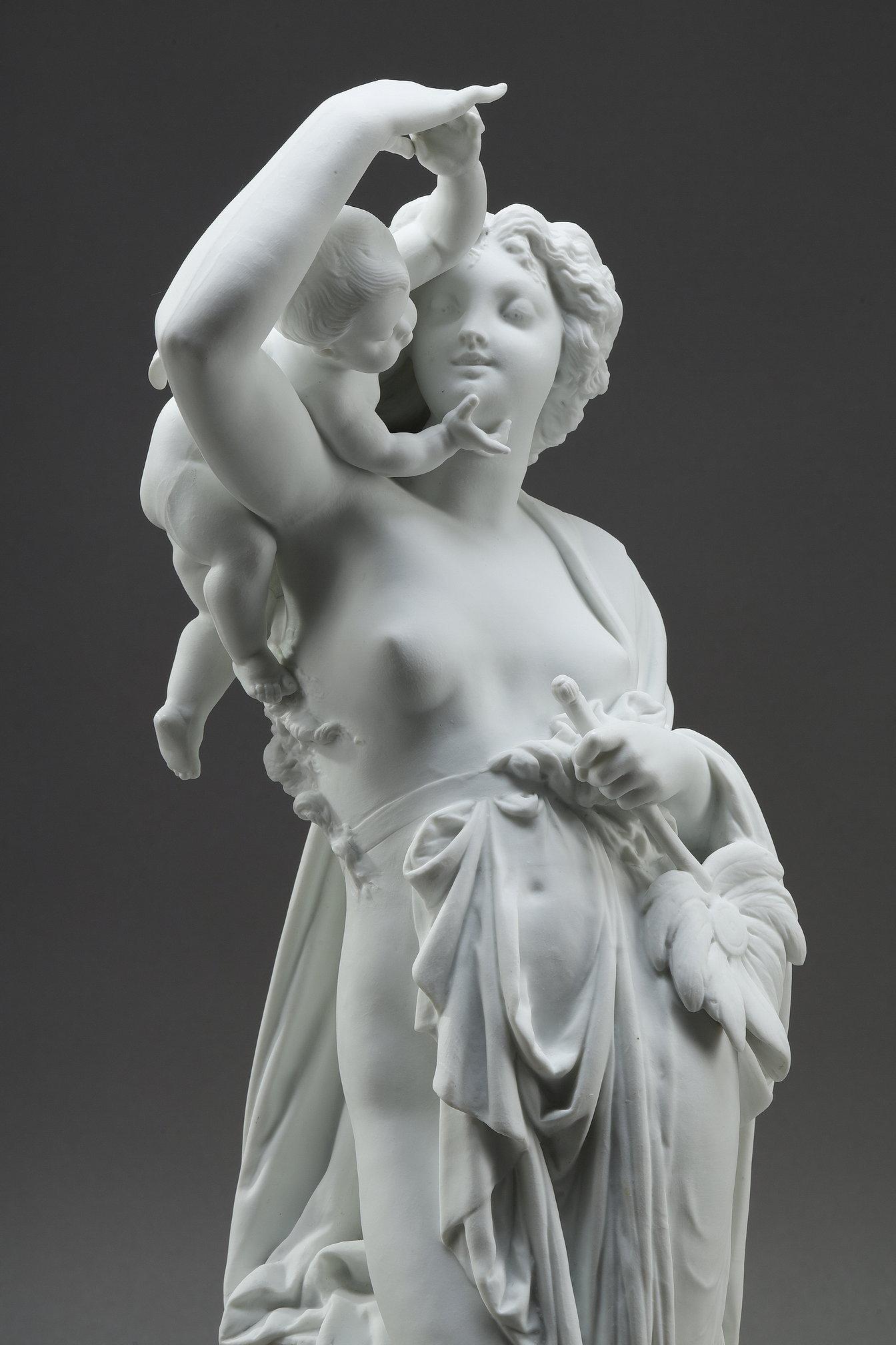 Fine XIX secolo Coppia di sculture in biscuit di porcellana, dopo Carrier-Belleuse in vendita