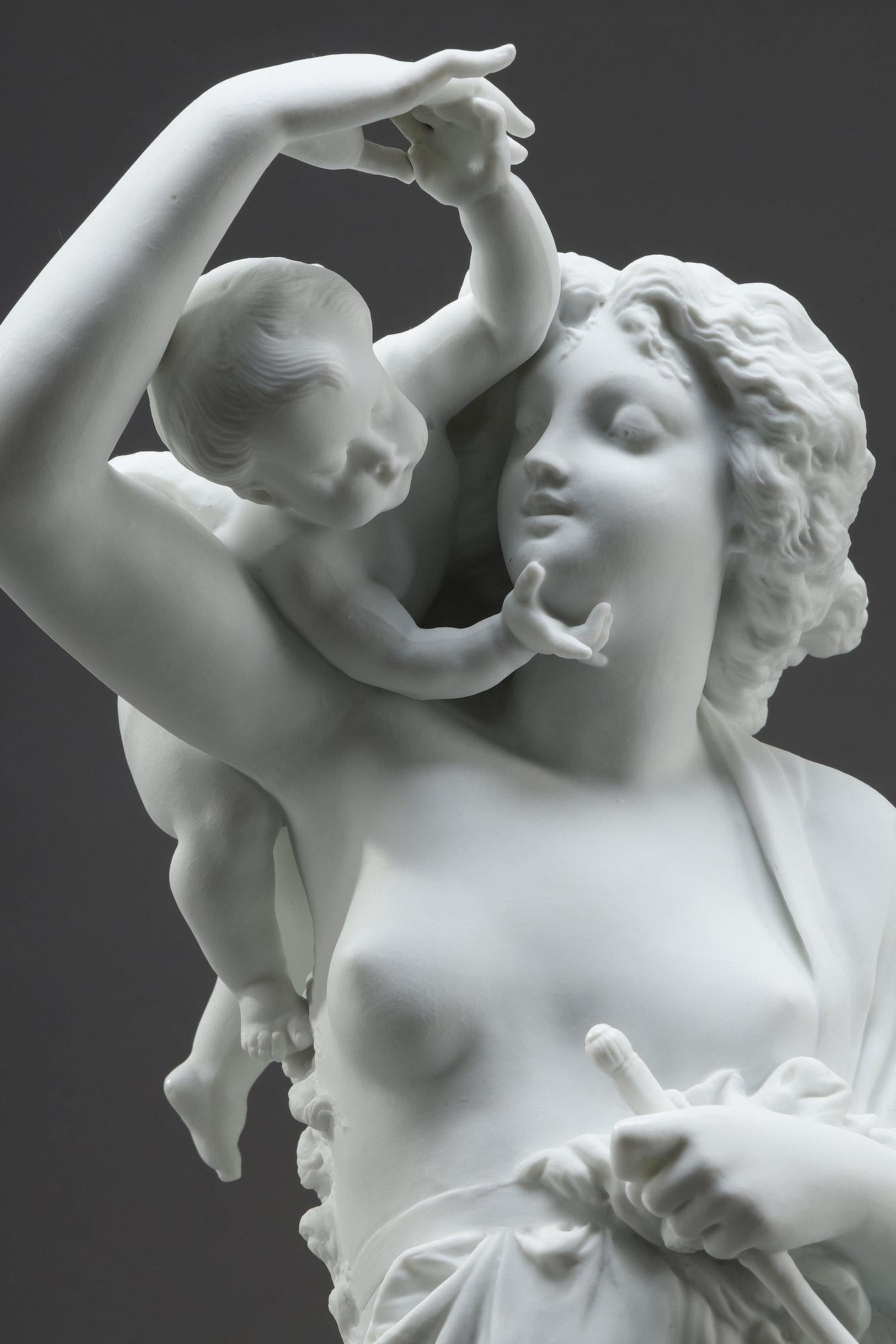 Porcellana Coppia di sculture in biscuit di porcellana, dopo Carrier-Belleuse in vendita