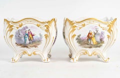 Pair of Porcelain Bouquetières, 19th Century, Napoleon III Period.