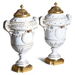 Pair of Porcelain Brûle Perfum or Scent Vessels, Probably, Italy, 19th Century