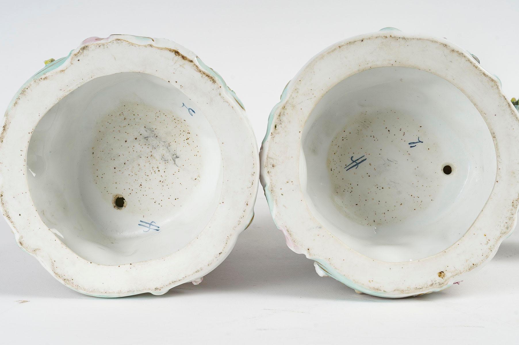 Pair of Porcelain Candelabra in the Taste of Meissen, 19th Century. For Sale 4