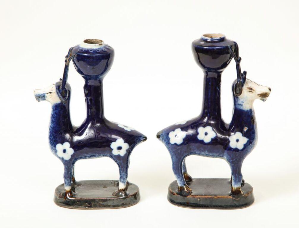 Pair of Porcelain Candleholders in the form of Deer For Sale 9