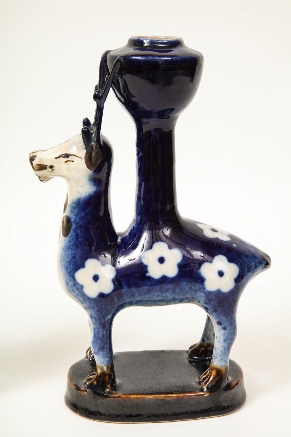 20th Century Pair of Porcelain Candleholders in the form of Deer For Sale