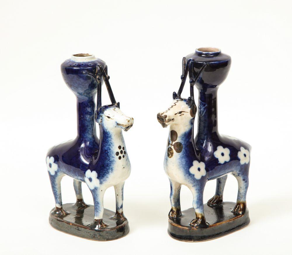 Pair of Porcelain Candleholders in the form of Deer For Sale 2