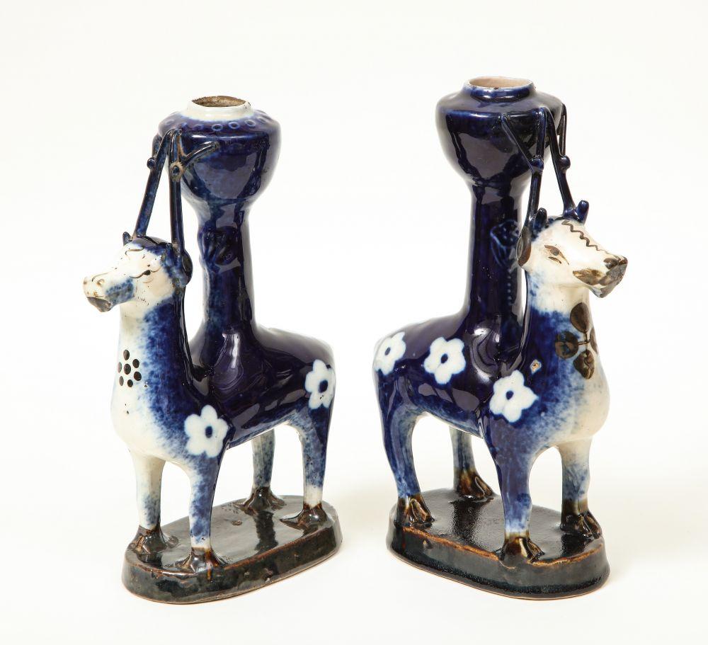 Pair of Porcelain Candleholders in the form of Deer For Sale 4