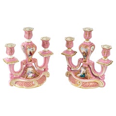 Pair of Porcelain Candlesticks Late 19th Century