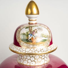 Pair of Porcelain Covered Vases, 19th Century, Napoleon III Period.