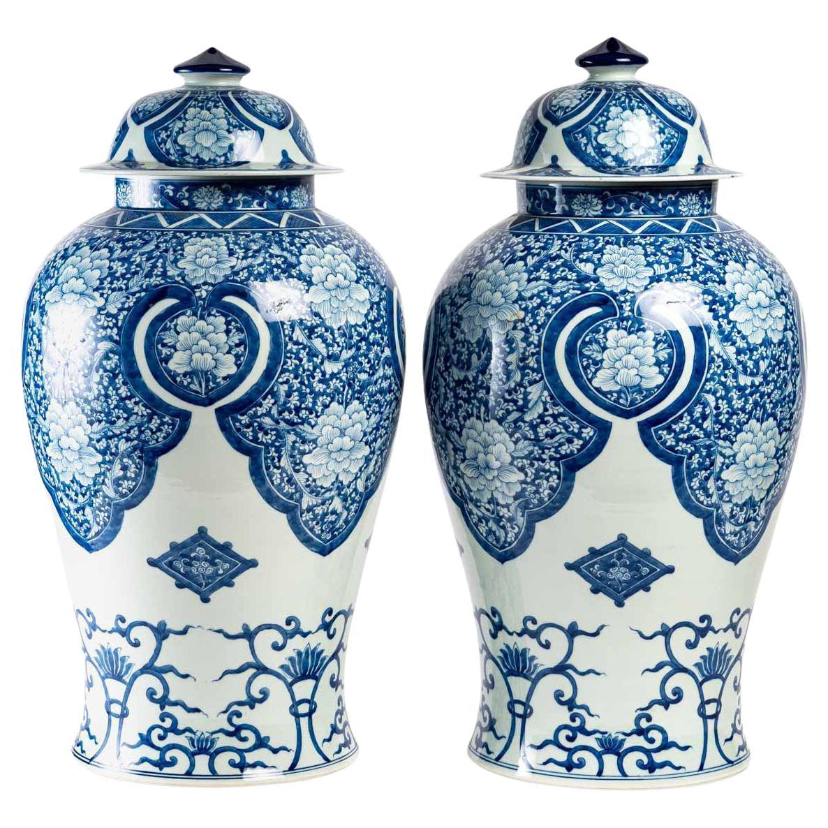 Pair of Porcelain Covered Vases
