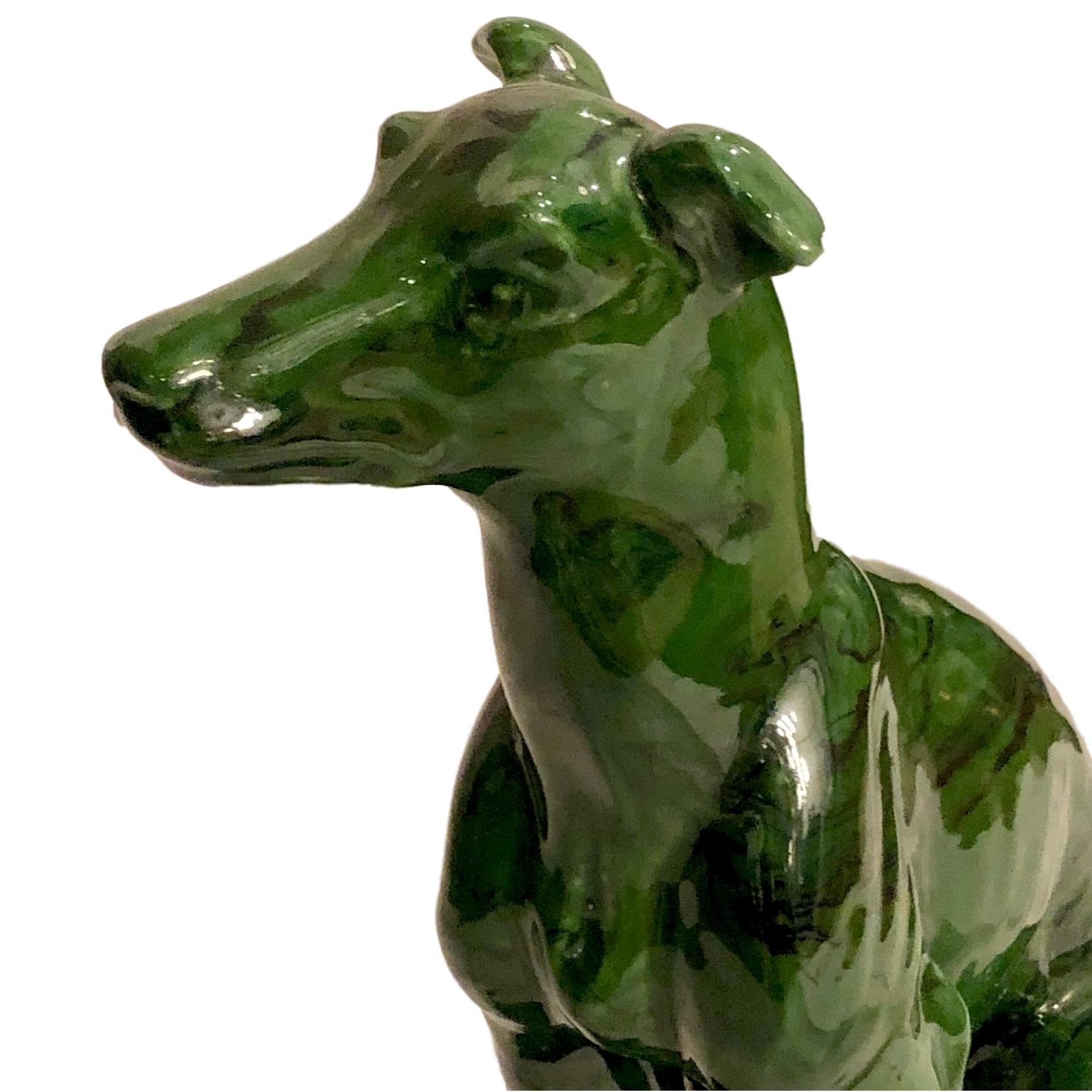 Pair of Porcelain Dog Sculptures In Good Condition For Sale In New York, NY