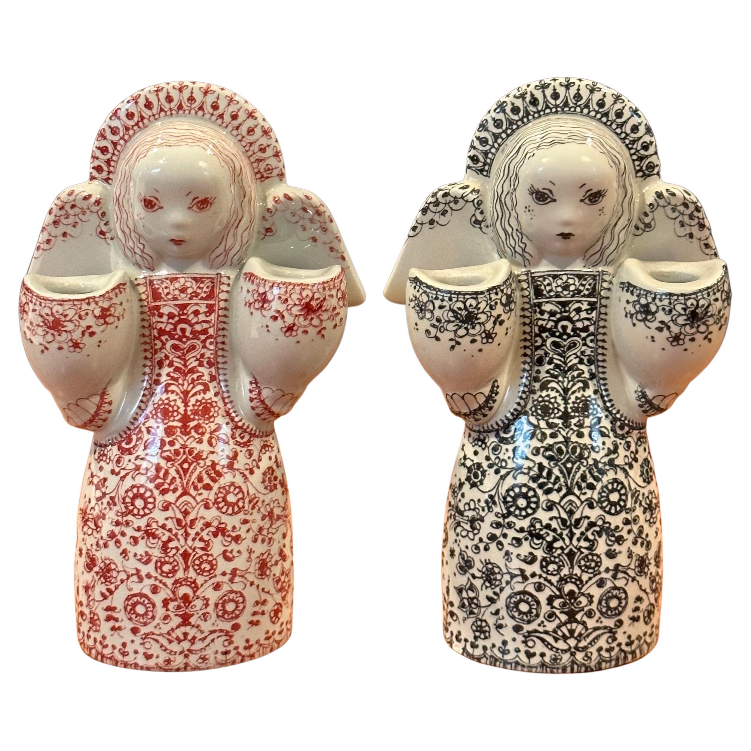 Pair of Porcelain Dual Figurative Candlesticks for Nymolle For Sale