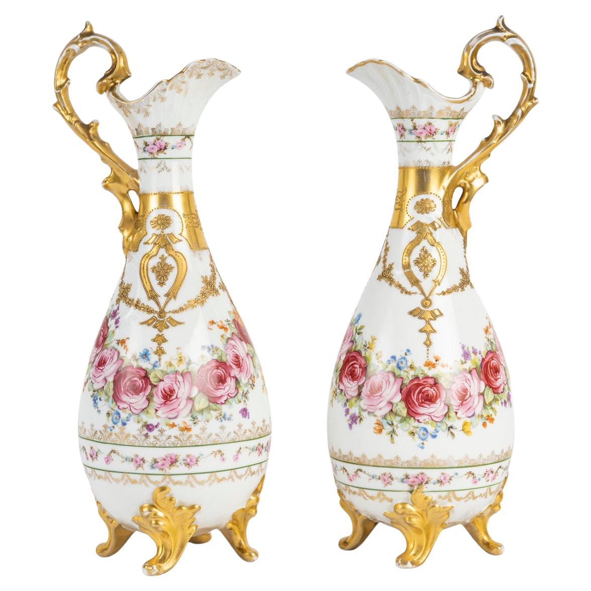 Pair of Porcelain Ewers, 19th Century, Napoleon III Period.