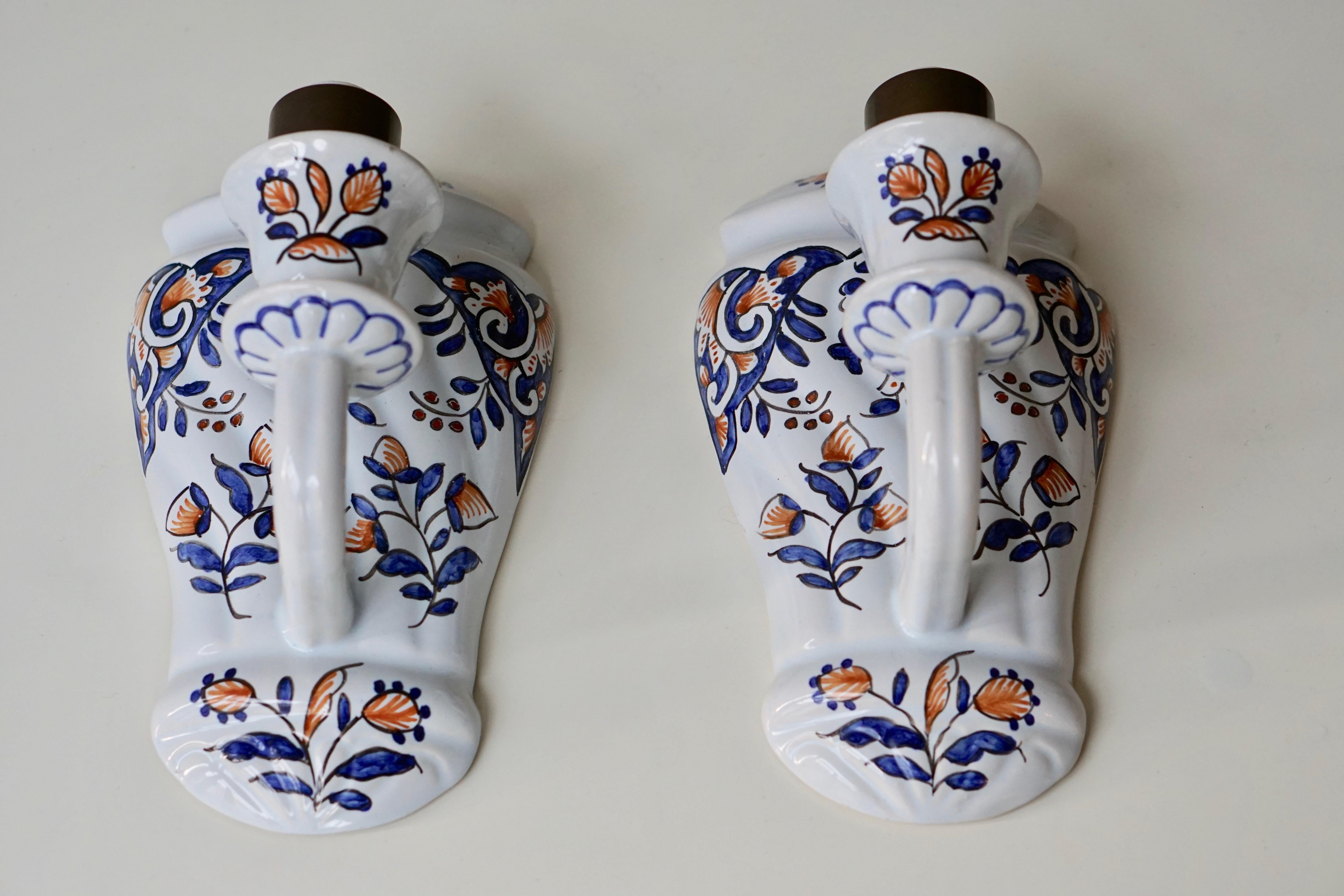 Italian Pair of Porcelain Flower Scones