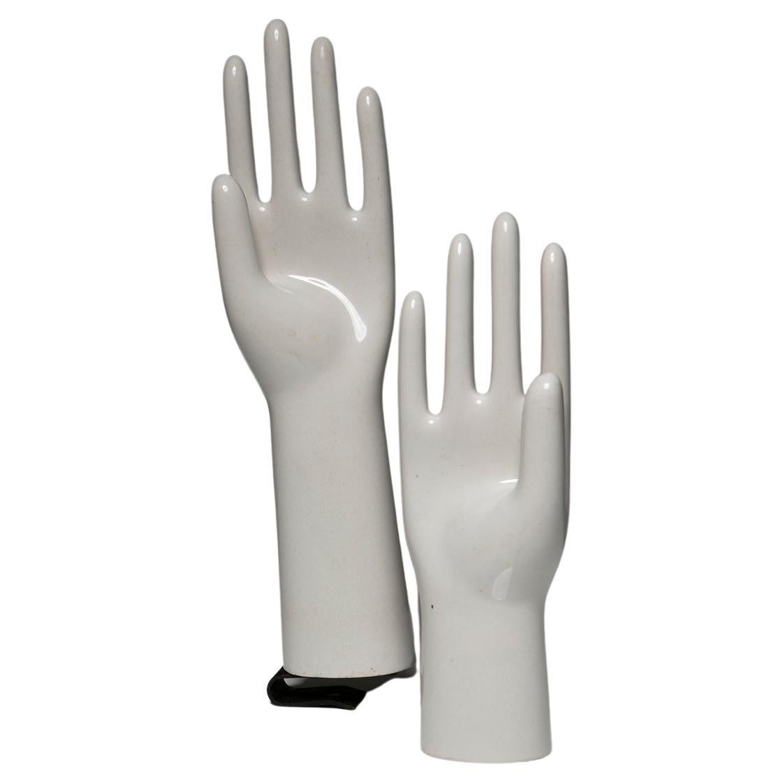 Set of Two Porcelain Glove Molds, Italy 1960s