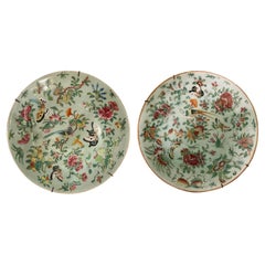 Used Pair of Porcelain Hand-Painted Decorative Plates