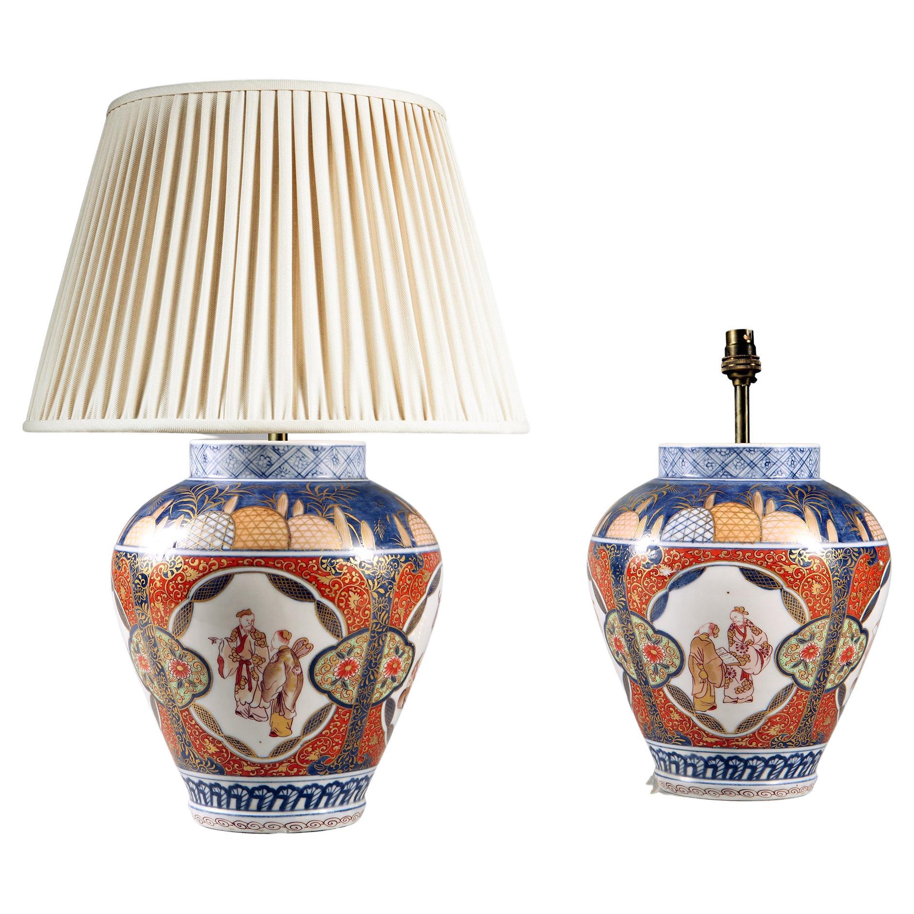 Pair of Porcelain Imari Pattern Table Lamps