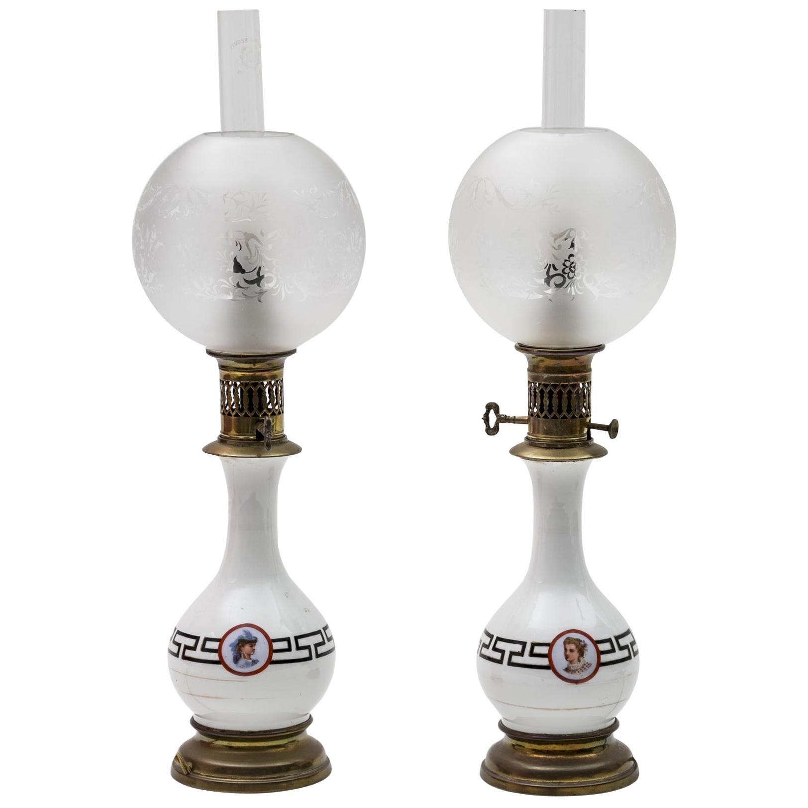 Pair of Porcelain Lamps, France, Late 19th Century For Sale