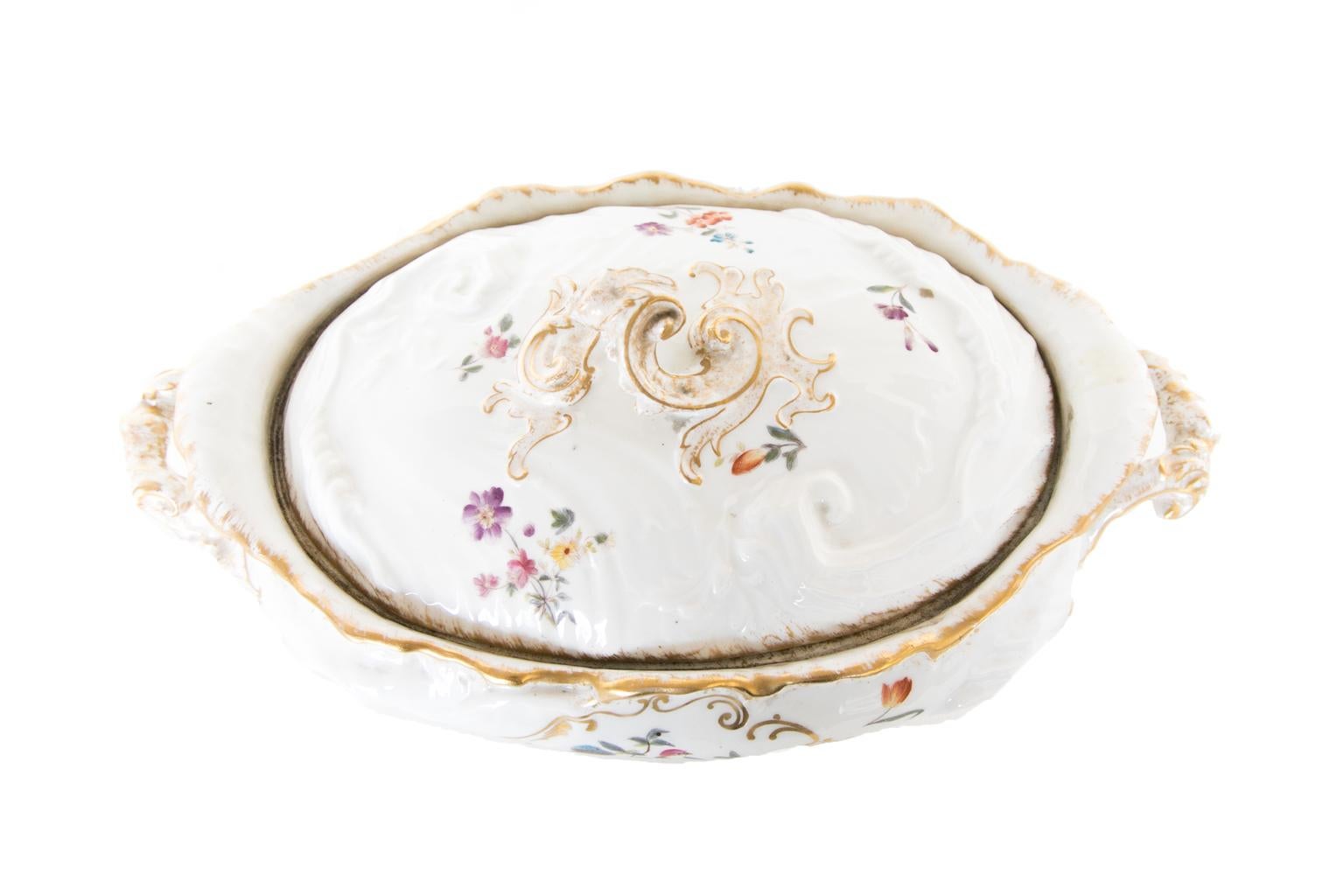French Pair of Porcelain Limoges Tureens For Sale