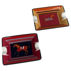 Pair of porcelain mini ashtrays by Hermès