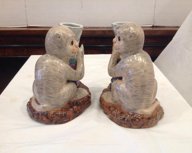 Pair of Porcelain Monkey Form Vases For Sale at 1stDibs monkey vase