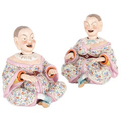 Pair of Porcelain Nodding Head Figurines by Ernst Bohne Söhne