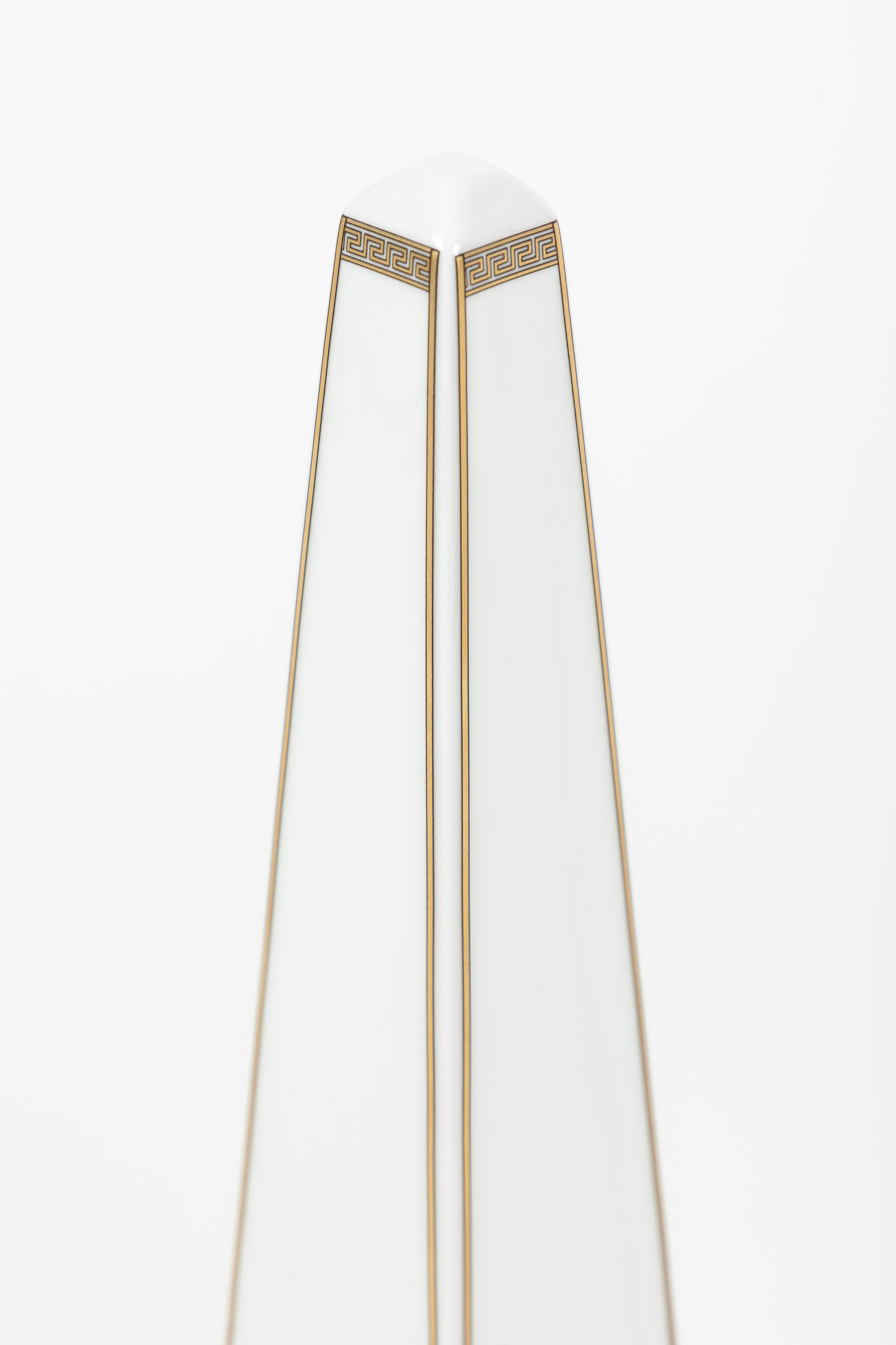 German Pair of Porcelain Obelisks by Versace