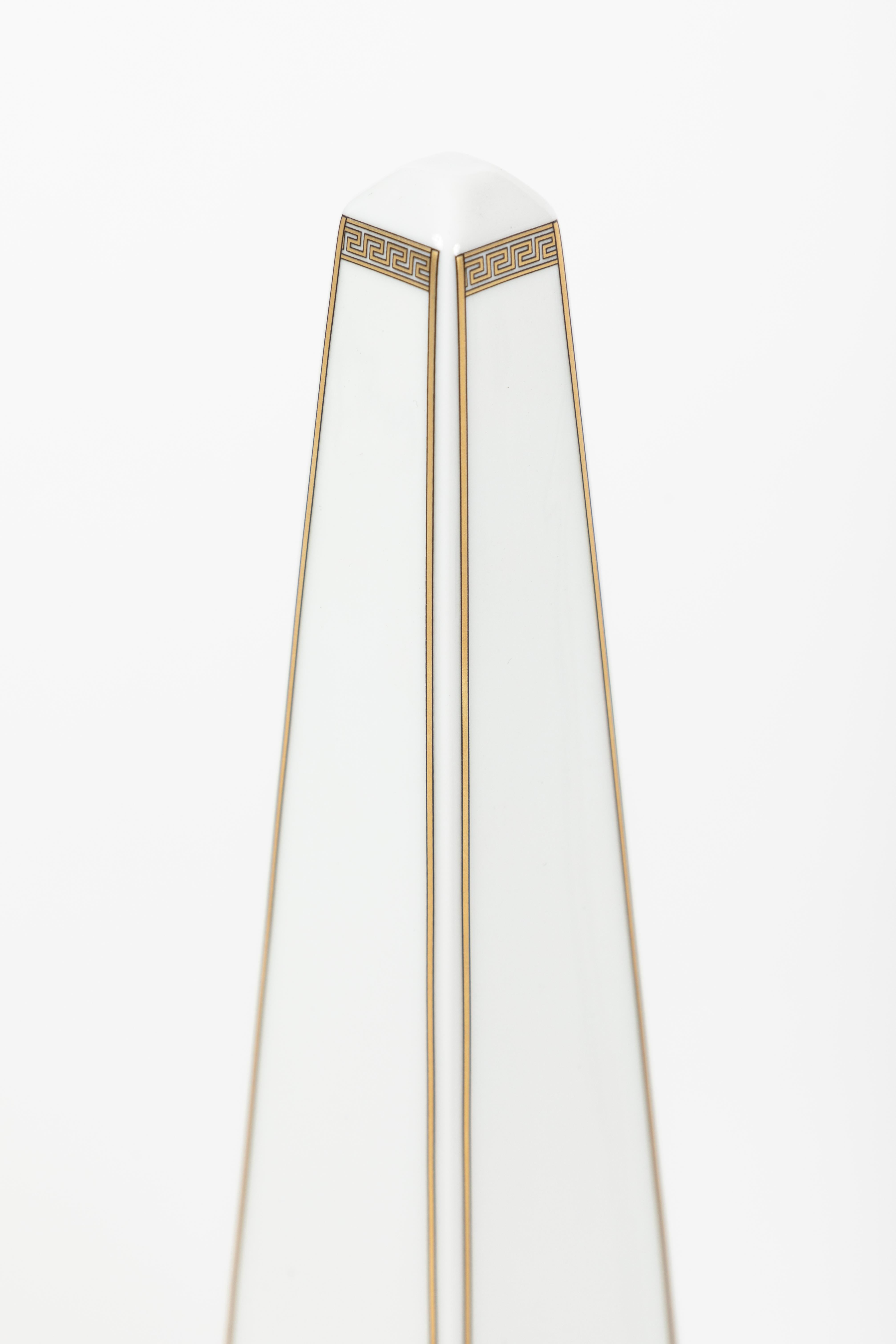 Fired Pair of Porcelain Obelisks by Versace