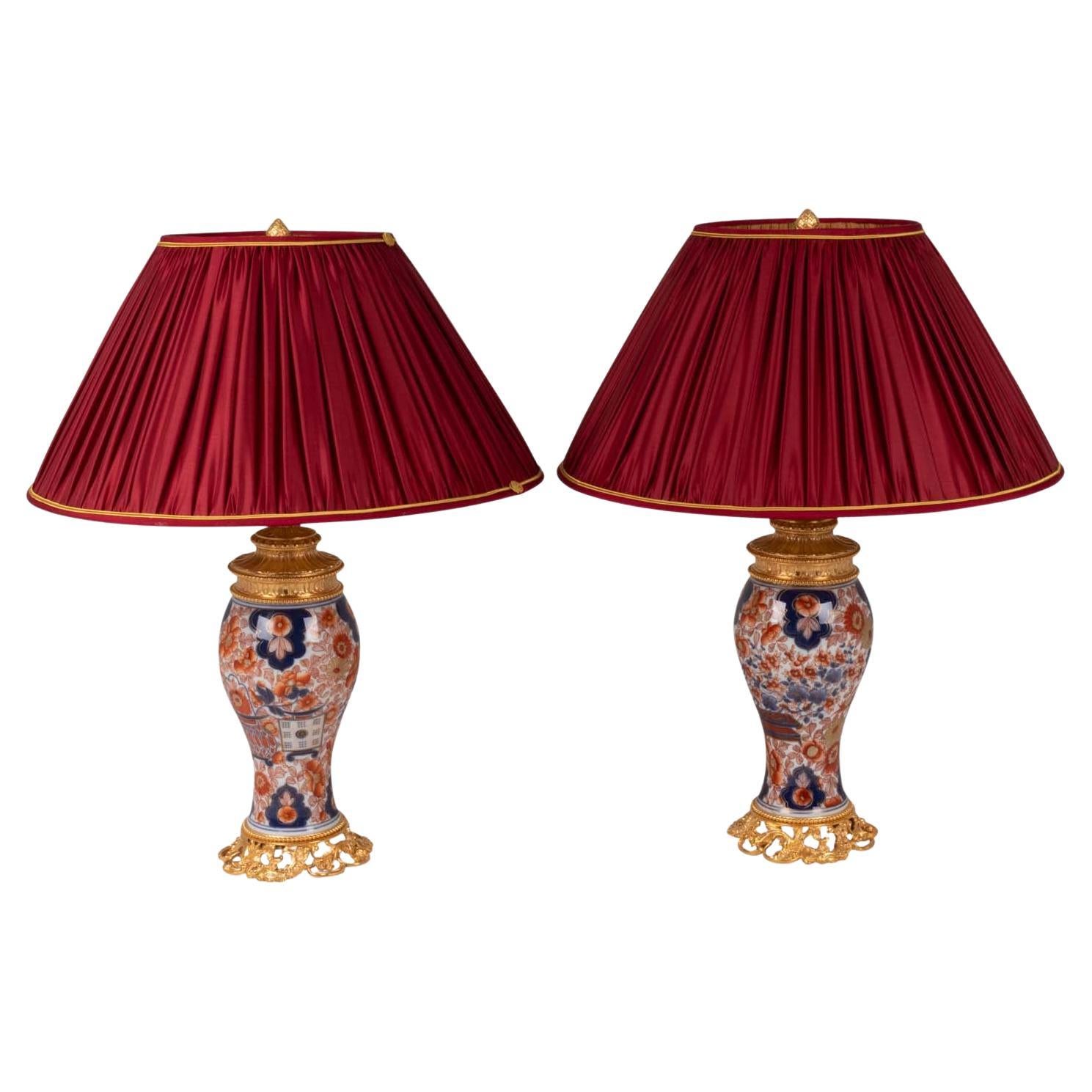Pair of Porcelain of Bayeux and Bronze Lamps, circa 1880 For Sale
