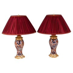 Paar Porzellan-Lampen aus Bayeux und Bronze, um 1880
