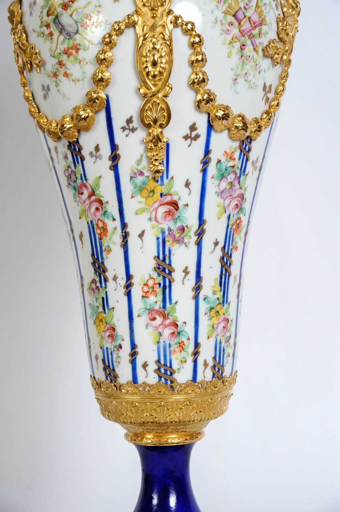 Bronze Pair of Porcelain of Sèvres Vases For Sale