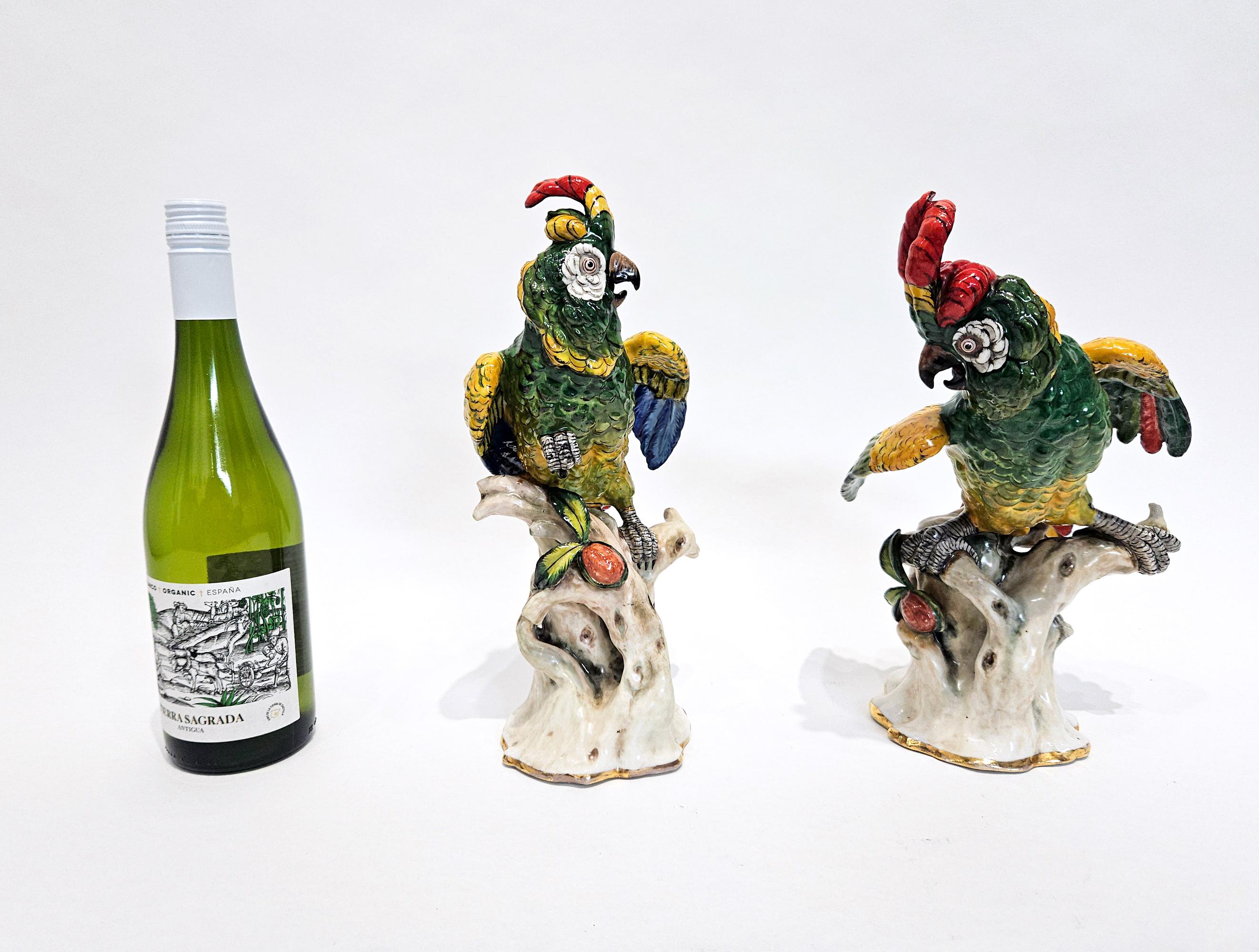 Pareja de loros / cacatúas de porcelana, estilo Meissen, Alemania, c. 1920 en venta 12