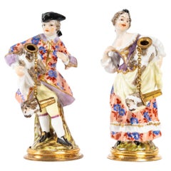 Pareja de frascos de porcelana para perfume