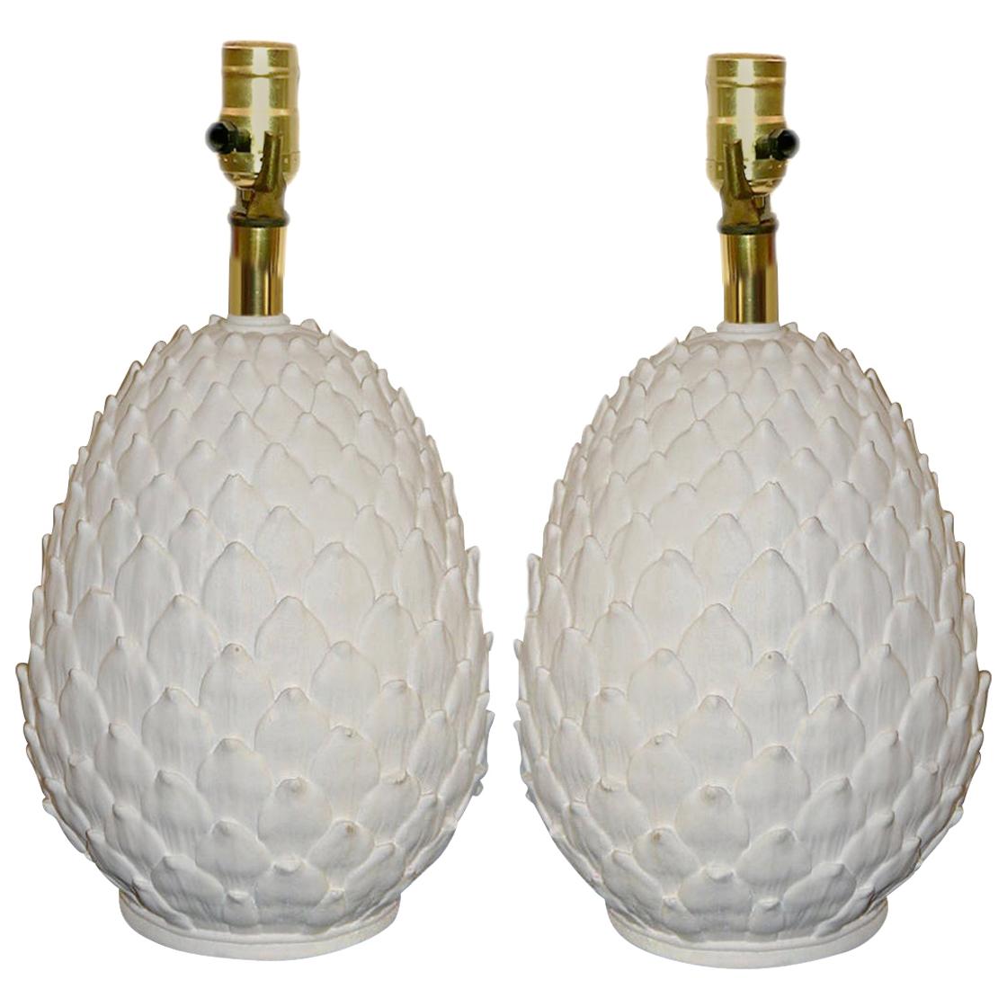 Pair of Porcelain "Pineapple" Table Lamps