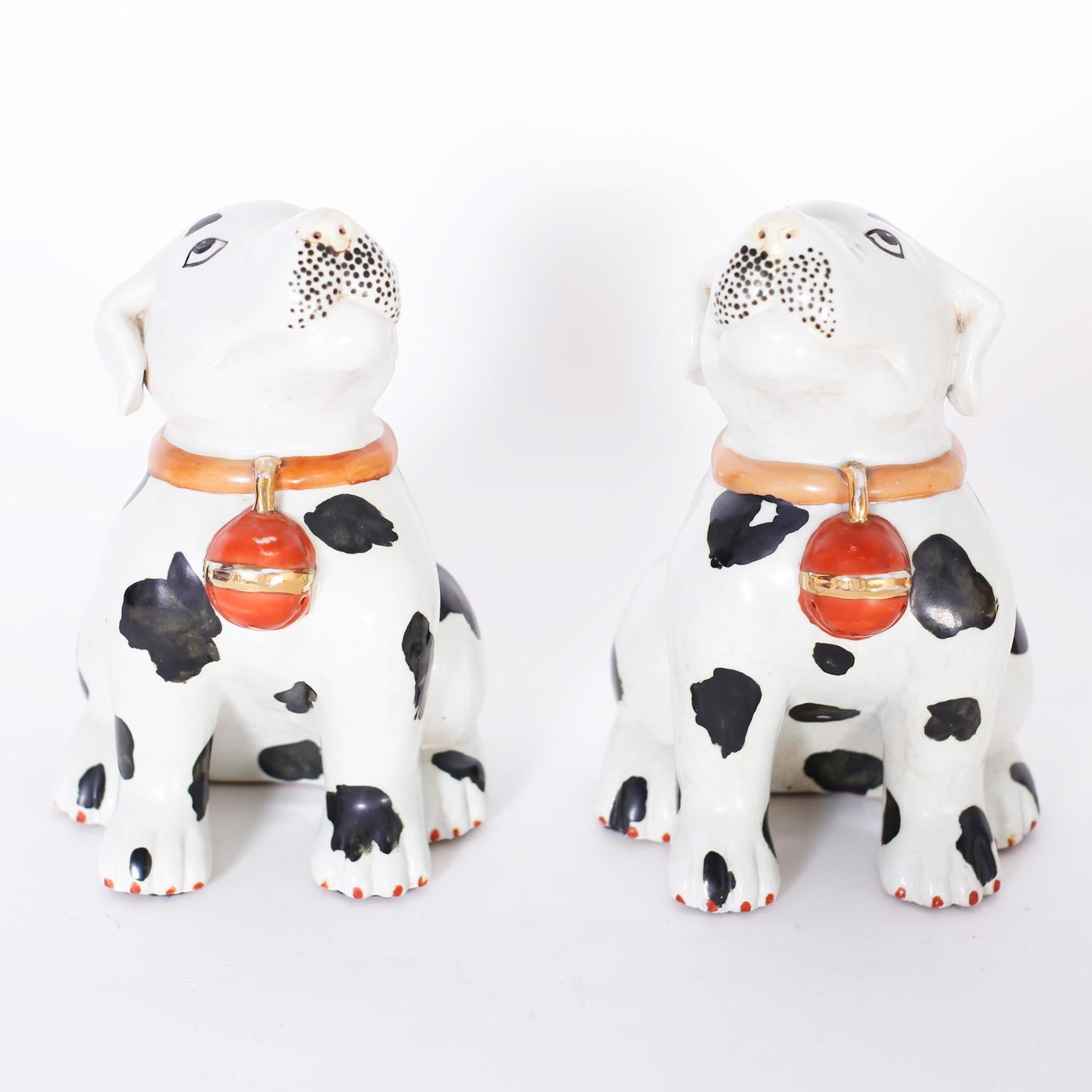 Chinese Export Pair of Porcelain Puppies