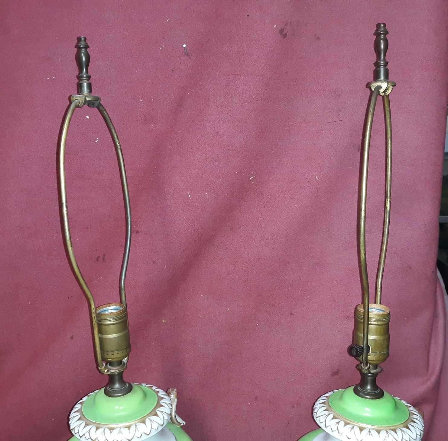 Neoclassical Pair of Porcelain Rams Head Lamps