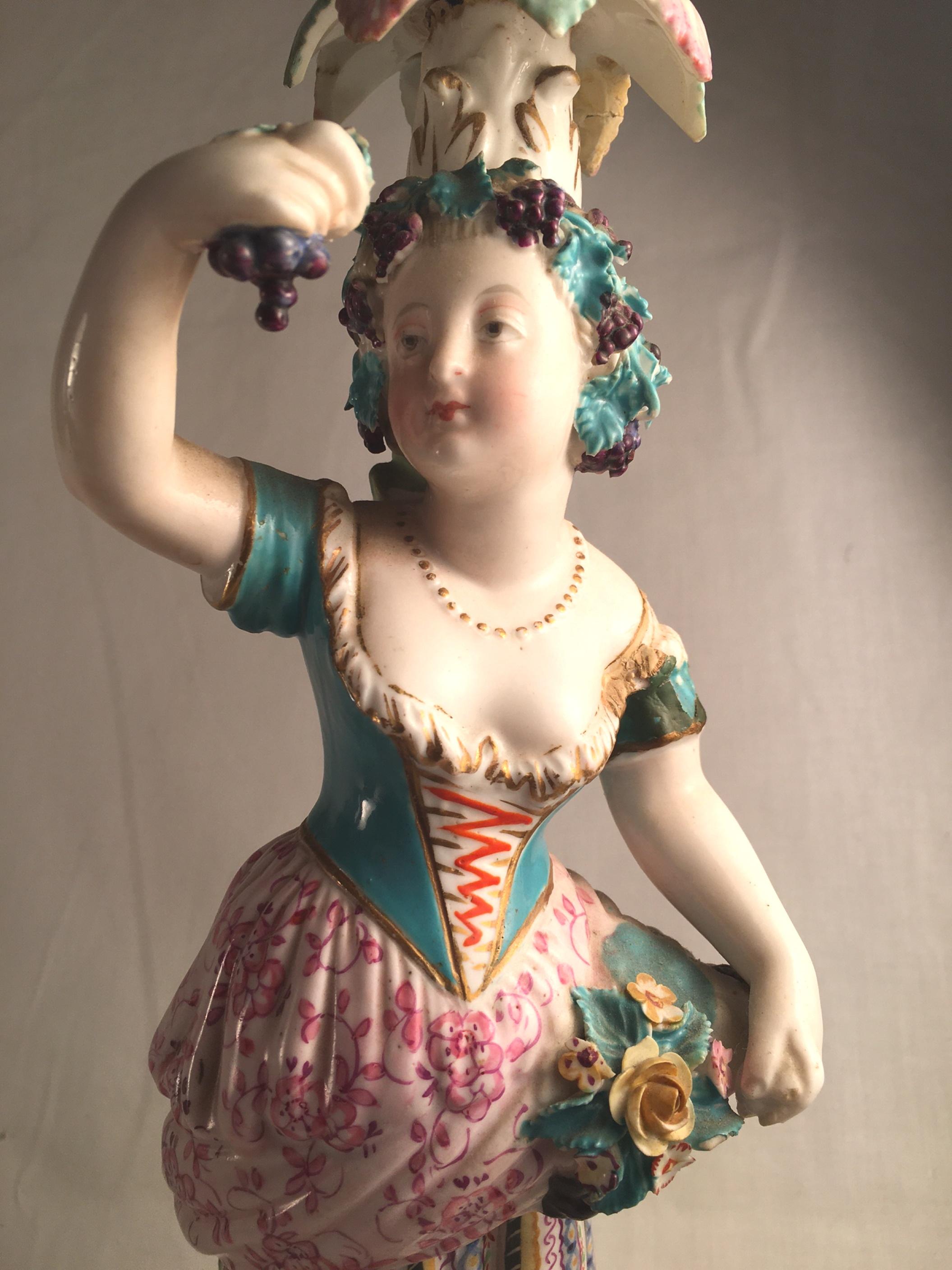Paire de bougeoirs figuratifs en porcelaine de style rococo, vers 1850 en vente 4