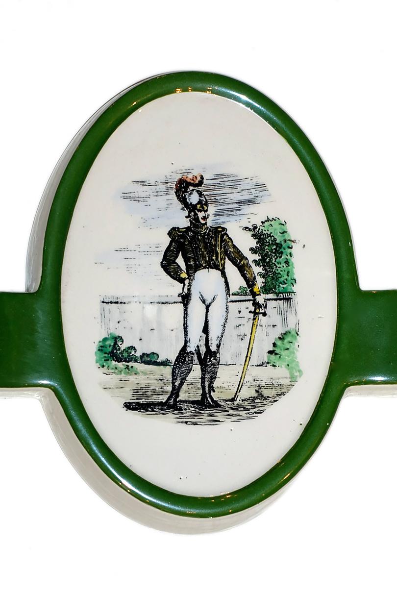 French Pair of Porcelain Sconces with Soldiers For Sale