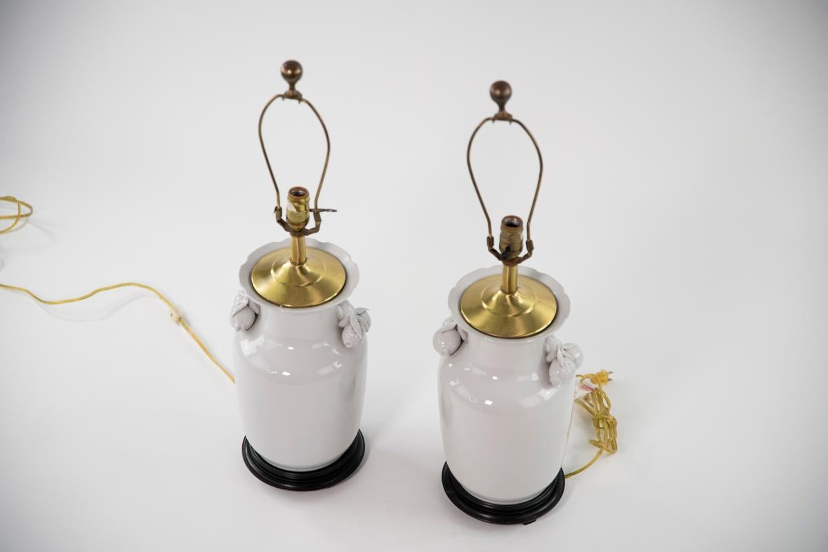 Pair of  Porcelain Table Lamps In Excellent Condition For Sale In New York, NY
