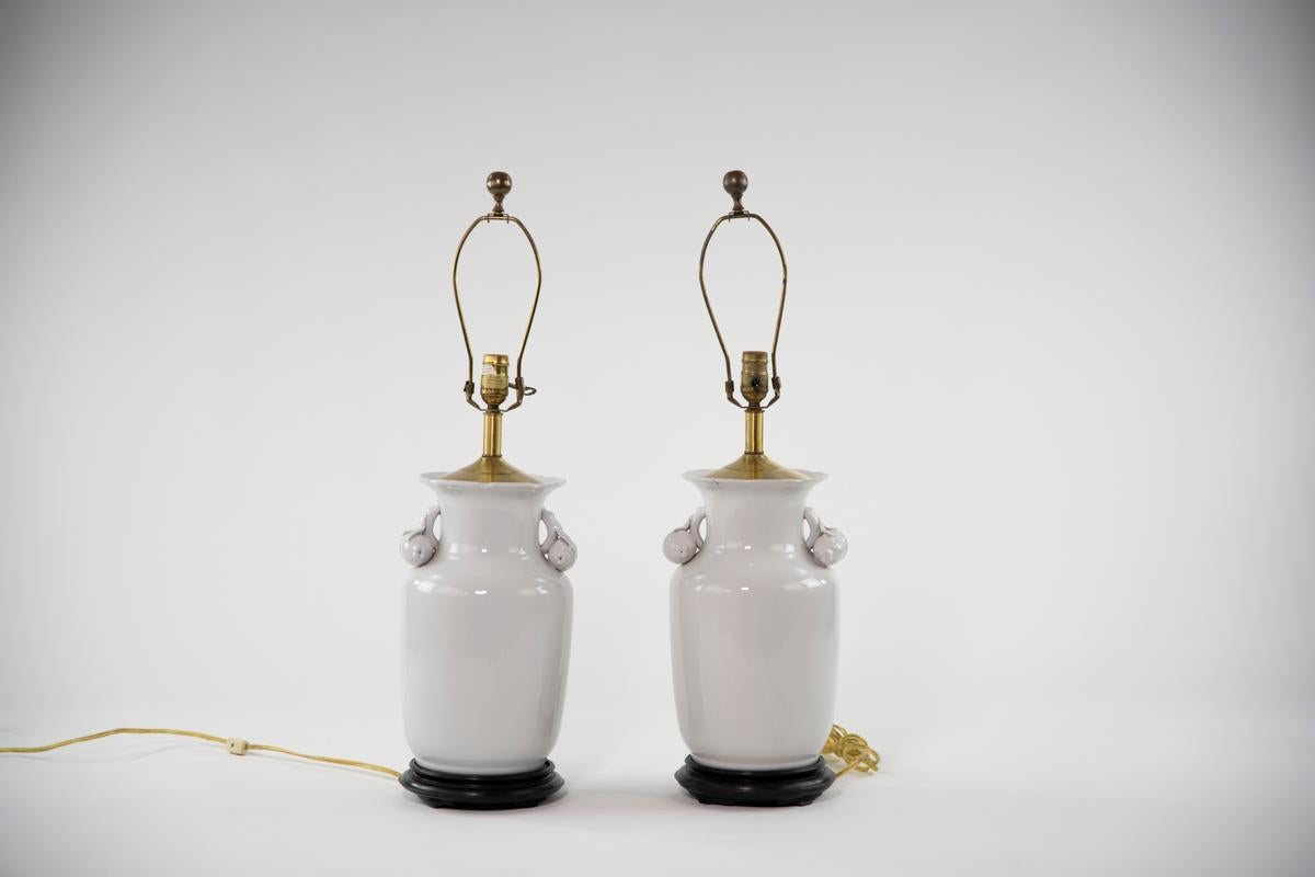 Mid-20th Century Pair of  Porcelain Table Lamps For Sale