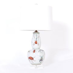 Pair of Porcelain Table Lamps with Insects