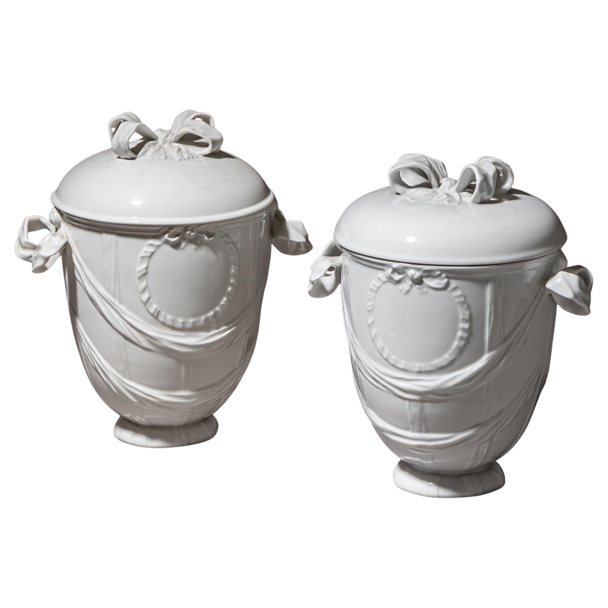 Pair of Porcelain Urns, KPM Berlin, 1990s For Sale