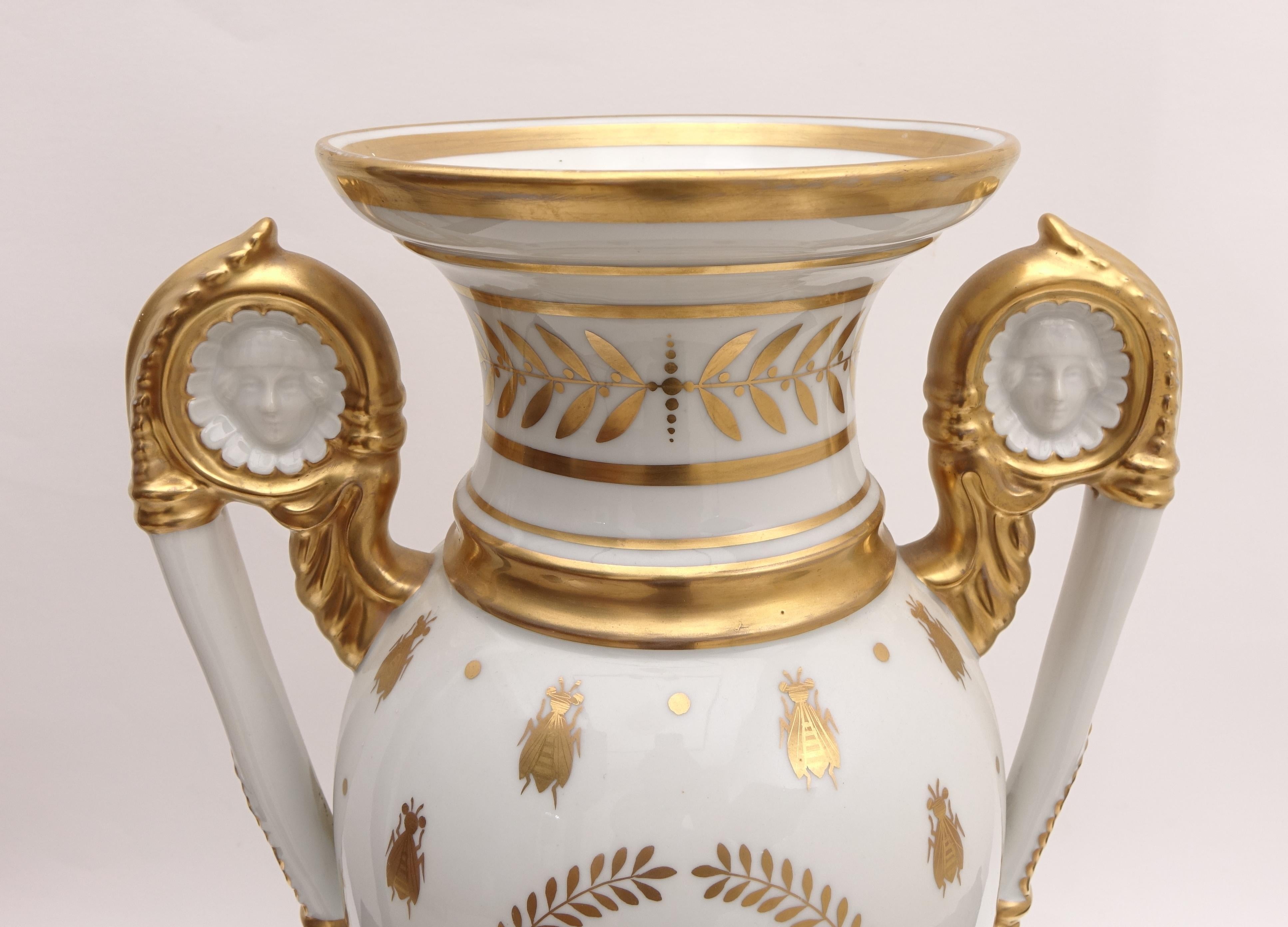 Pair of Porcelain Vases Empire Old Paris Napoleon Imperial Eagle 7