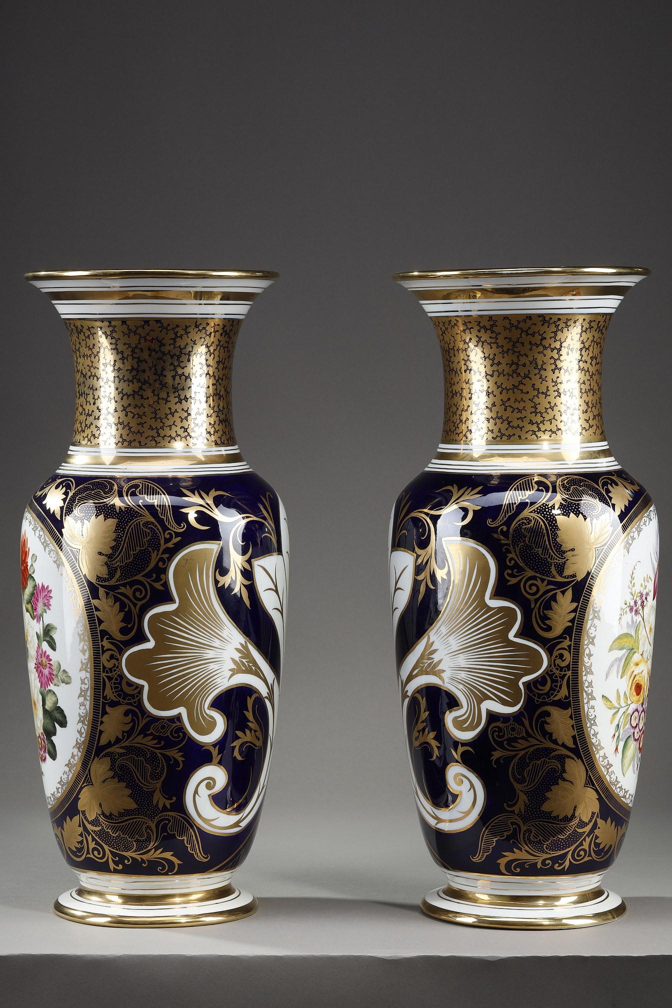 French Pair of Porcelain Vases from Bayeux For Sale
