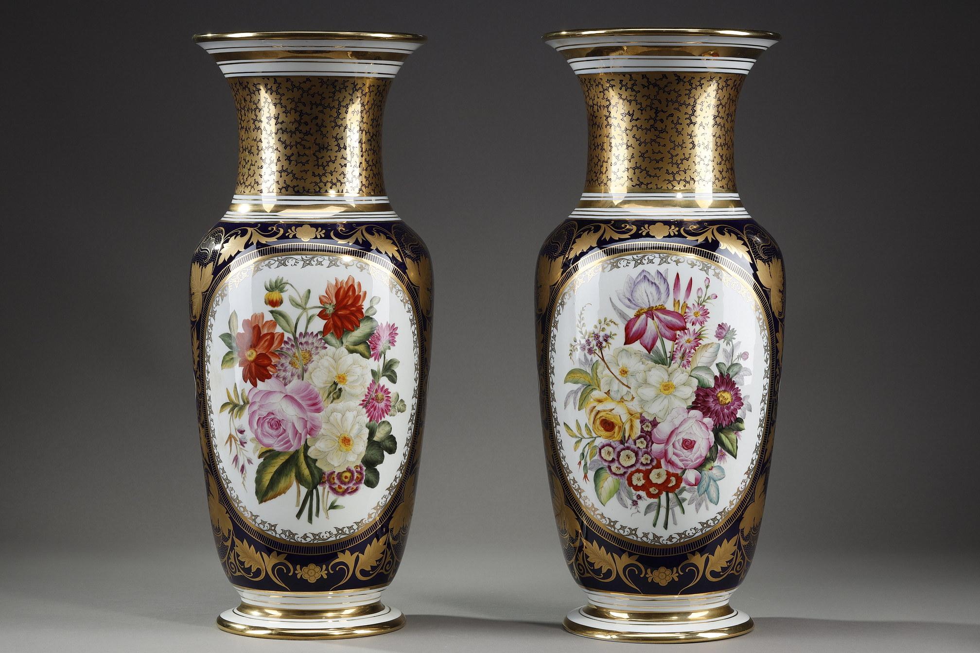 Late 19th Century Pair of Porcelain Vases from Bayeux For Sale