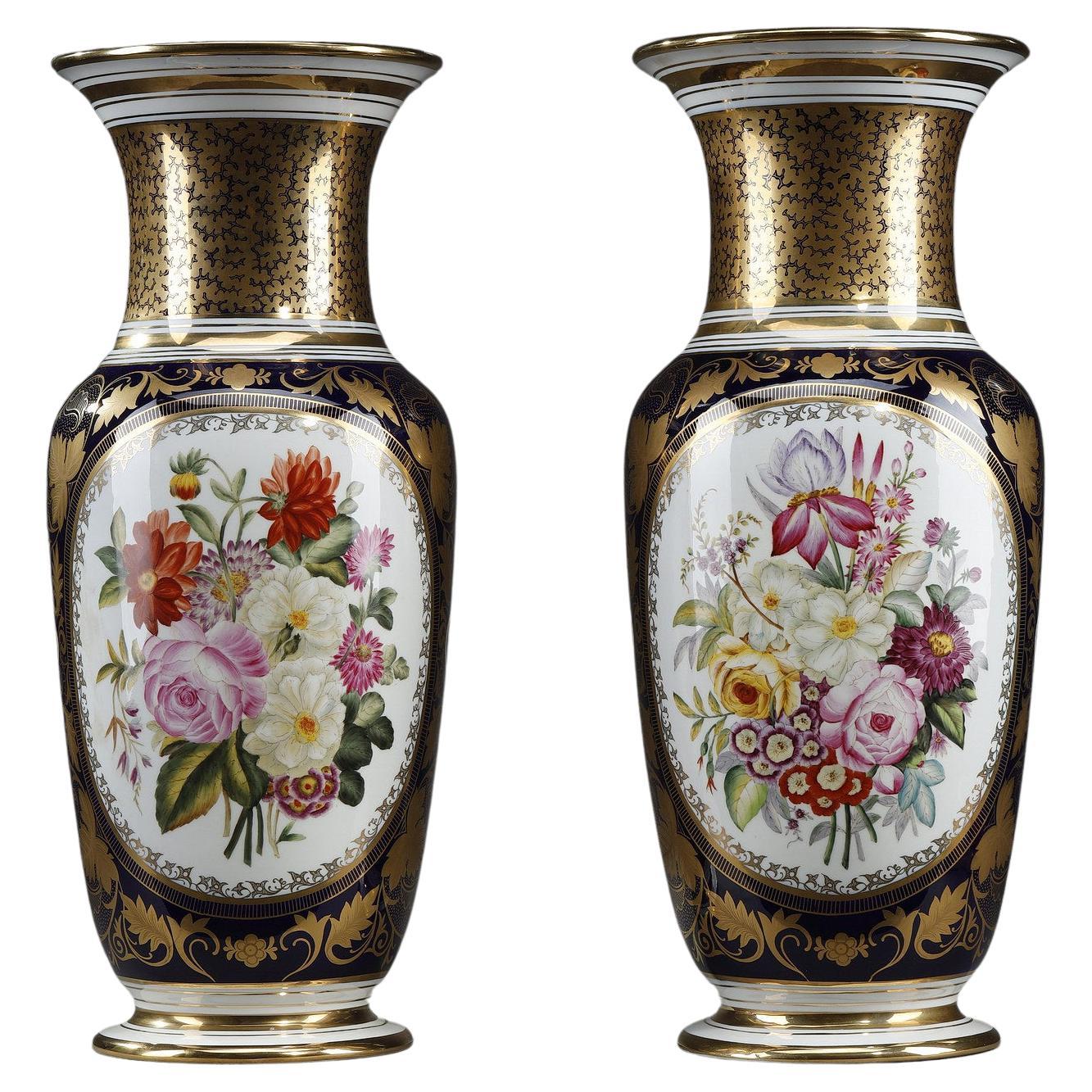 Pair of Porcelain Vases from Bayeux For Sale