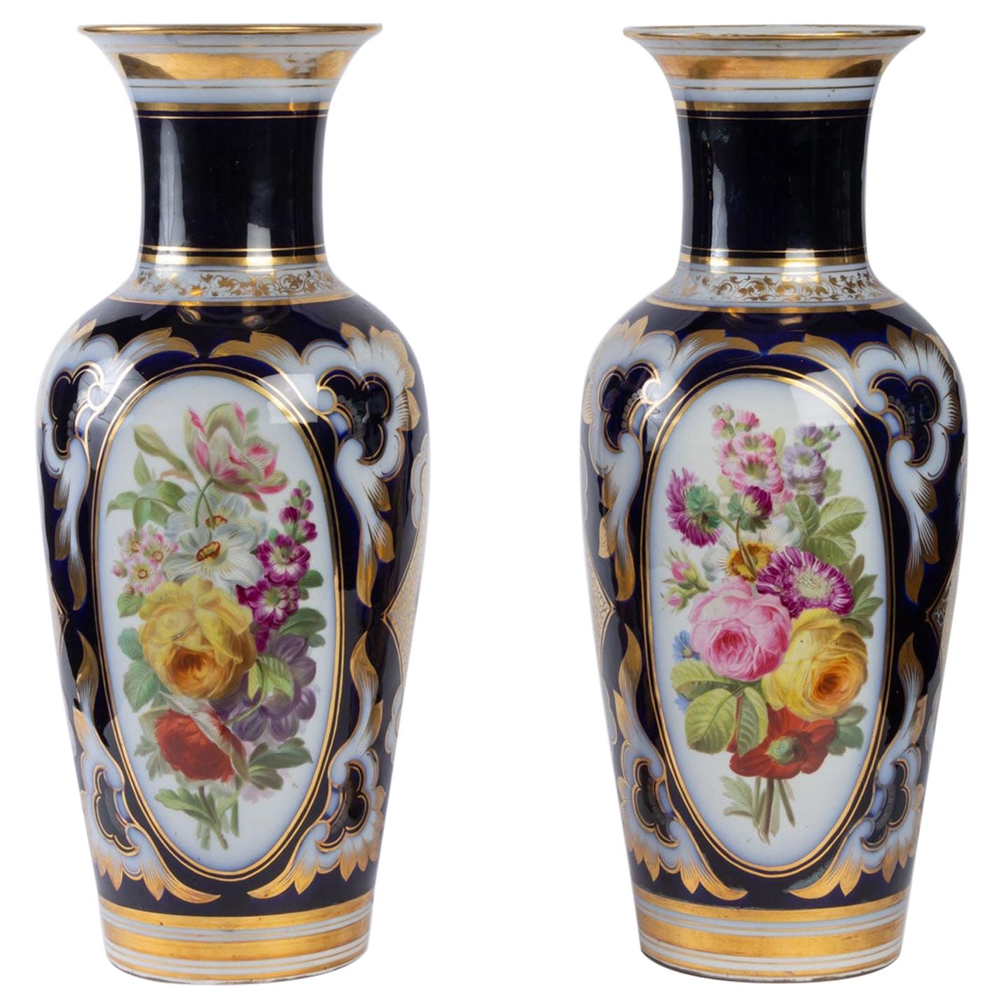 Pair of Porcelain Vases from Paris, 19th Century, Napoleon III 
