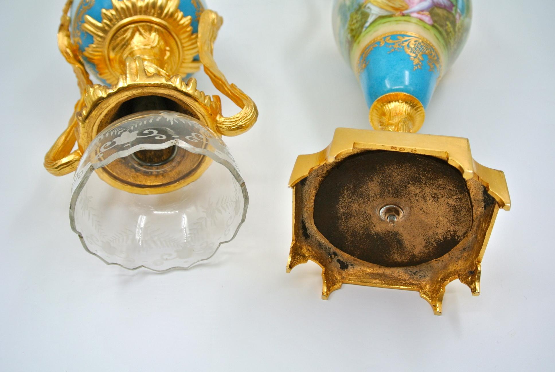 Pair of Porcelain Vases, Gilded Bronze and Crystal 6