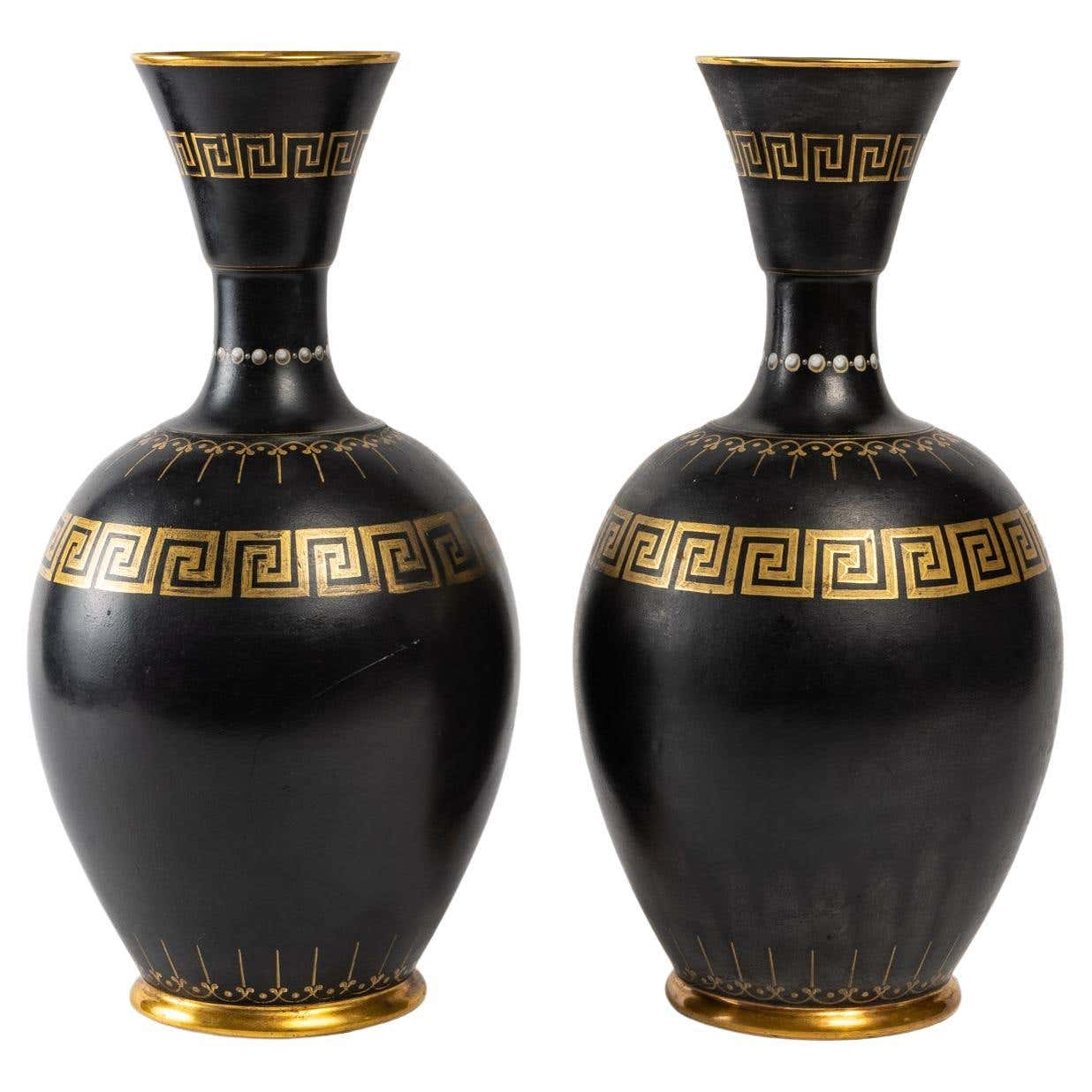 Pair of Porcelain Vases in the Taste of Ancient Greece For Sale at