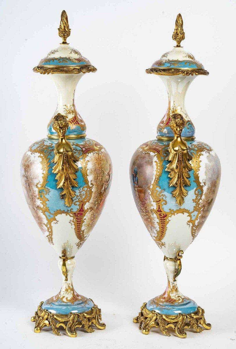 Napoleon III Pair of Porcelain Vases, Late 19th Century